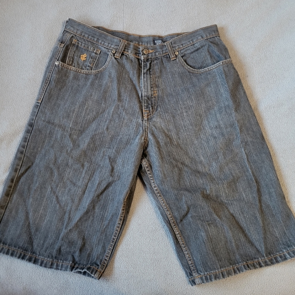 grey dark wash y2k rocawear shorts